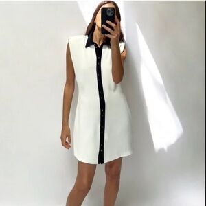 Zara Black and White Button-Down Mini Dress